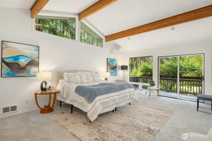 Primary Bedroom Suite w Private Balcony, Full Bathroom, and two closets