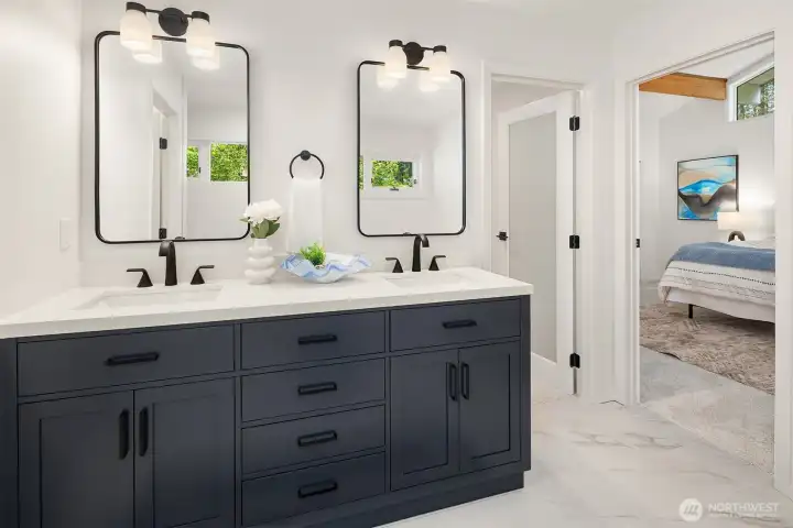 Primary Bathroom with Walk-in Closet, and Bedroom