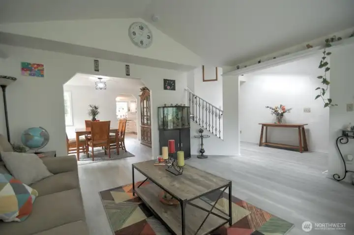View from the formal living room showing the formal dining room and entry.