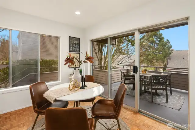 Dining area open to large deck.