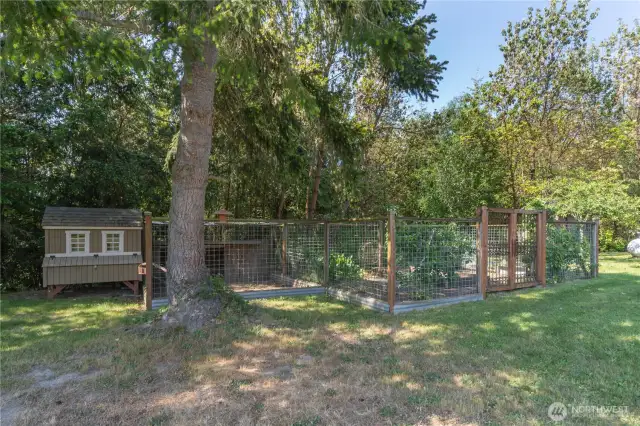Chicken Coop and another fenced garden space.