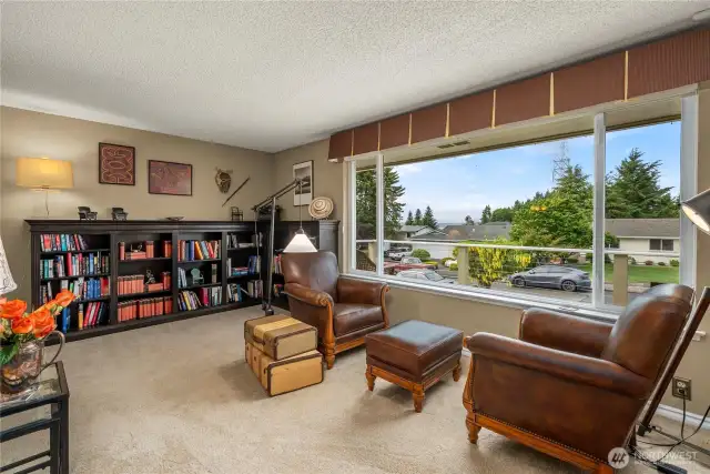 Reading Nook in Formal Living Room with Big-Sky NW Facing Windows