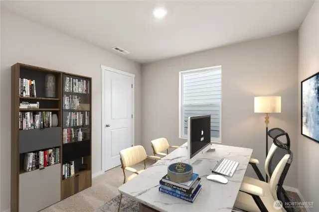 Virtual staging - office in front bedroom.