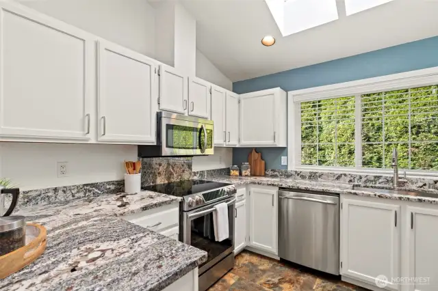 Light and bright with a window that loos over the rear yard plus skylights to allow the natural light in.