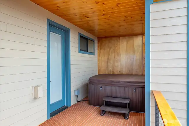 Enjoy the stunning deck views in your hot tub.