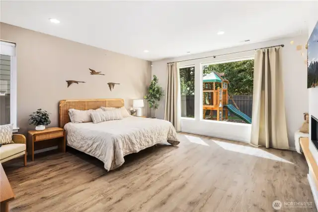 Very spacious primary with many windows for a bright and relaxing space.
