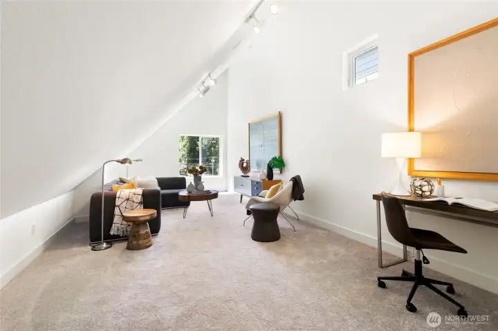Upper Loft can be used as a 3rd bedroom or office/media room