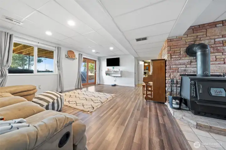 Walk out to the lower covered patio area.