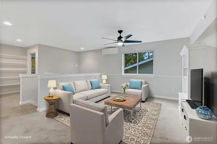 Upstairs staged family area