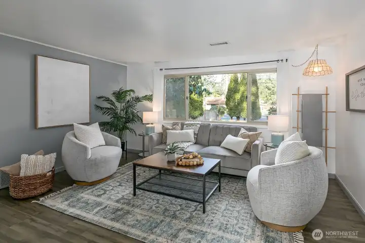 Located on a quiet, private cul-de-sac. The efficient floorplan lives large with fresh updates, including new interior and exterior paint, flooring, fixtures, and more.