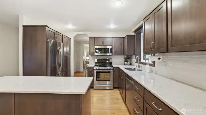 Center island kitchen with dining nook, remodeled in 2021