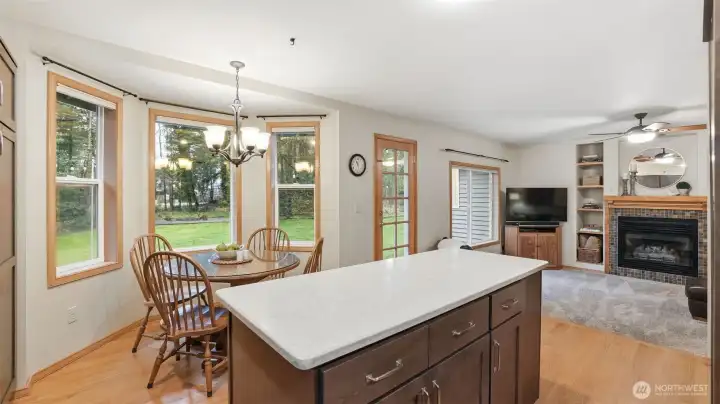 Center island kitchen with dining nook, remodeled in 2021