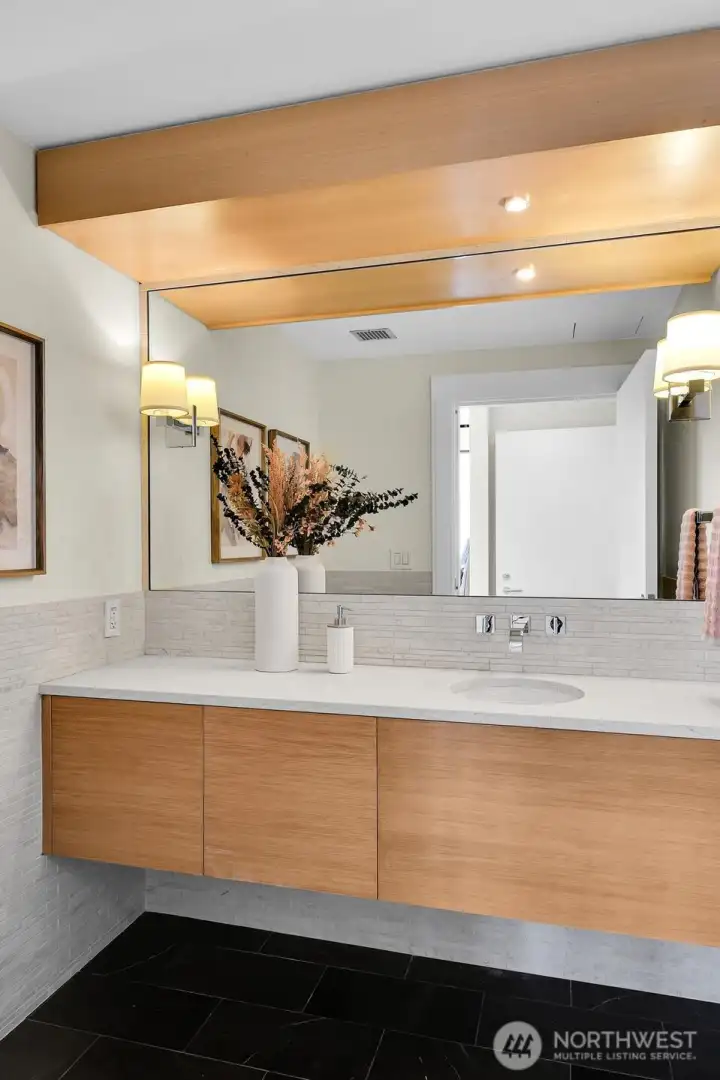 A look at the elegant half bathroom.