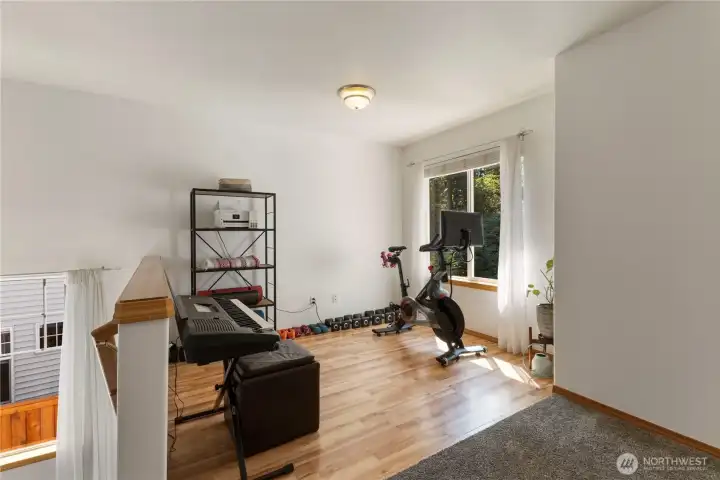 Versitile flex space has many possible uses.