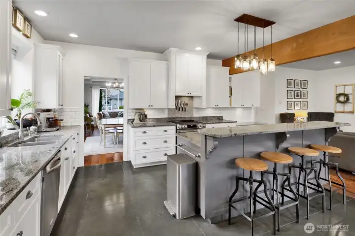 Quartz counters and abundant natural light