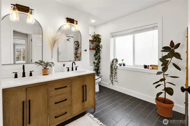 Updated bathroom with double vanity