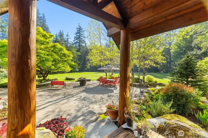 Covered access from the dining room to the rear patio makes it a natural spot to entertain