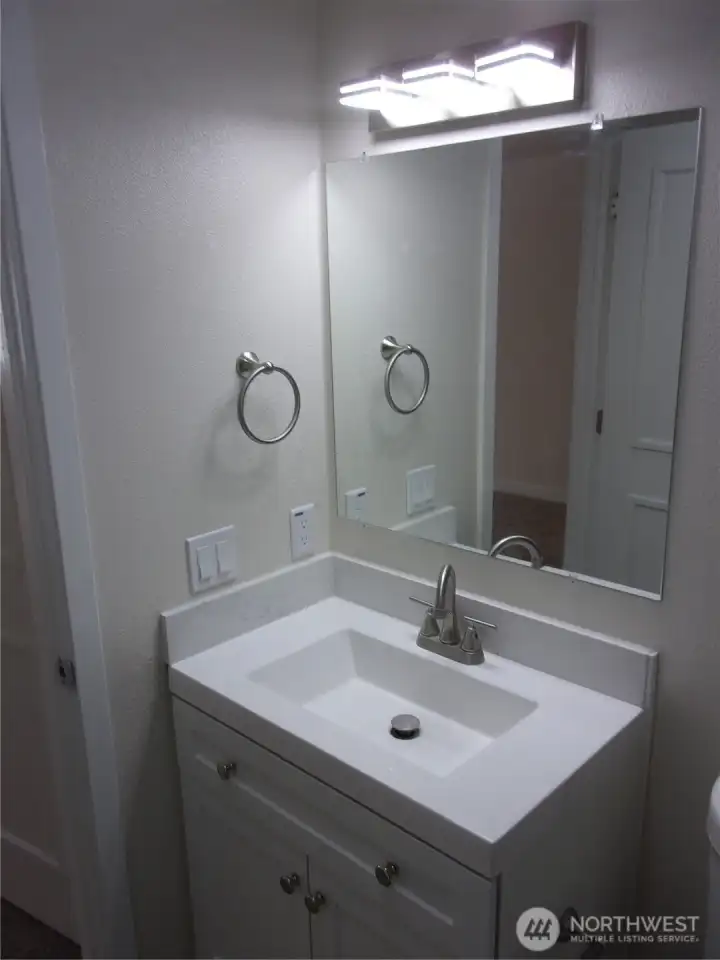 Primary bath sink and vanity.