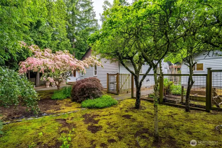 There is a second fence around the garden area in the rear yard.