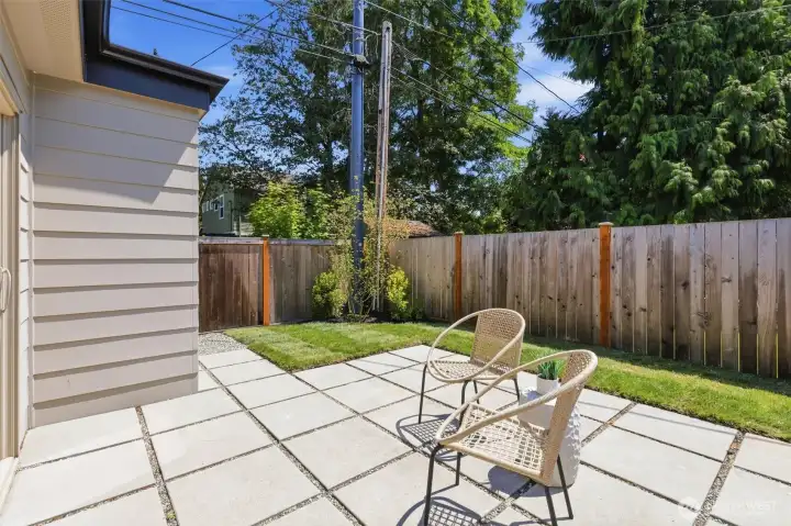 Fully fenced yard with patio Fully fenced yard with patio