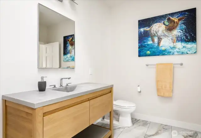 The guest. Crisp and streamlined with entry from the second bedroom.