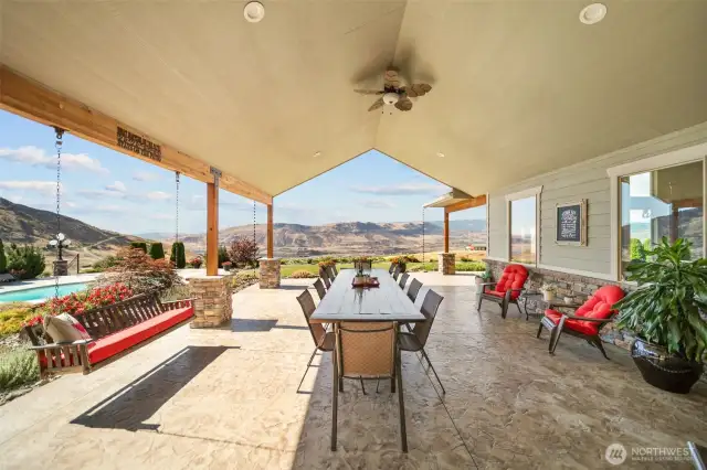 Large covered patio right off the pool.