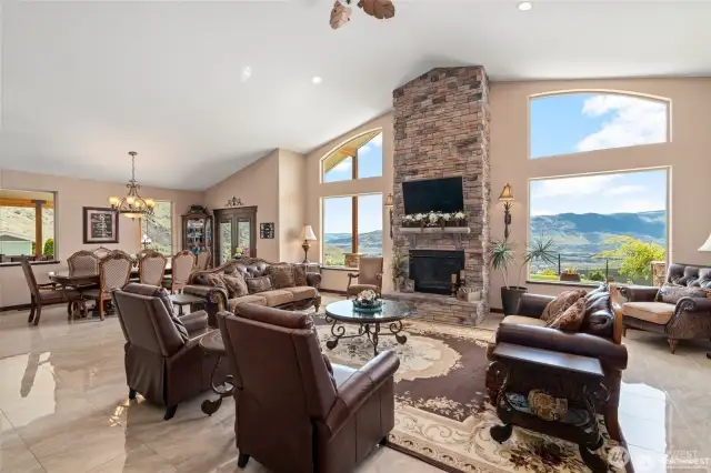 Dining room and living room.