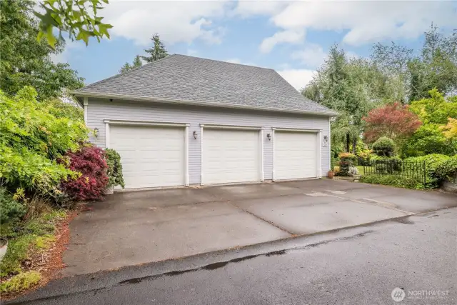 The 3 car garage enters into the main level