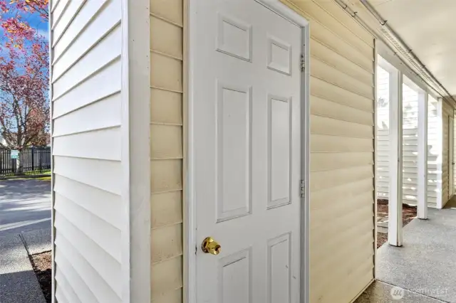 Storage closet outside door