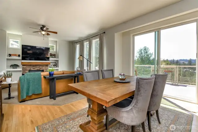 Dining and living room right off the kitchen makes for the perfect gathering area