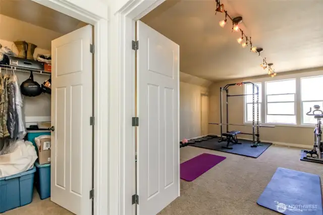 Third floor bonus room also features a walk-in closet. Perfectly set up to be an added bedroom or just use for extra storage