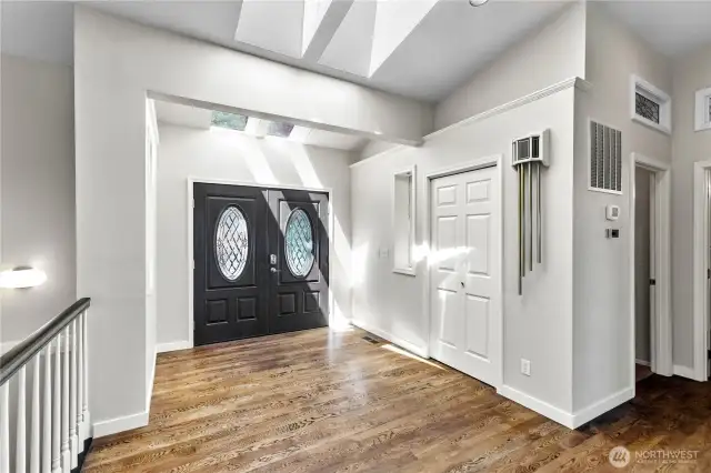 Skylights make for a cheerful entryway.