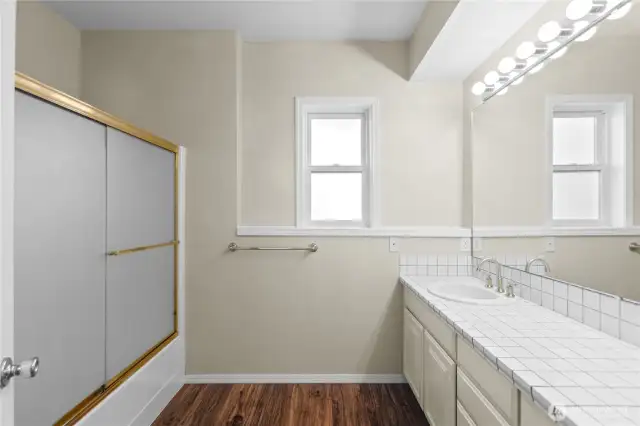 Full bath downstairs with double sinks!
