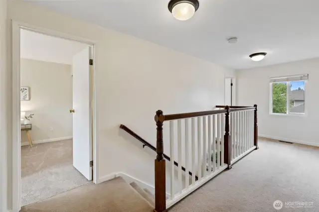 Head upstairs to the four bedrooms.