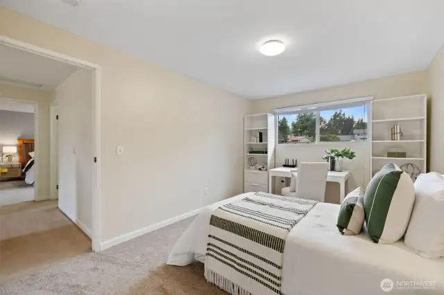 Primary is across the hall and full bath is in the middle.