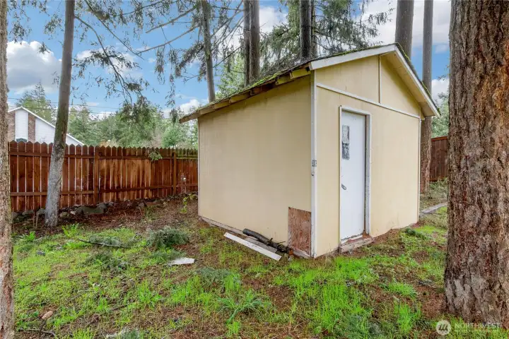 Oversized shed for storage, yard tools, hobbies, etc.