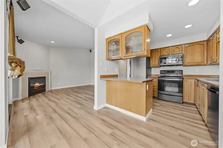 Wood burning fireplace for those cozy nights.