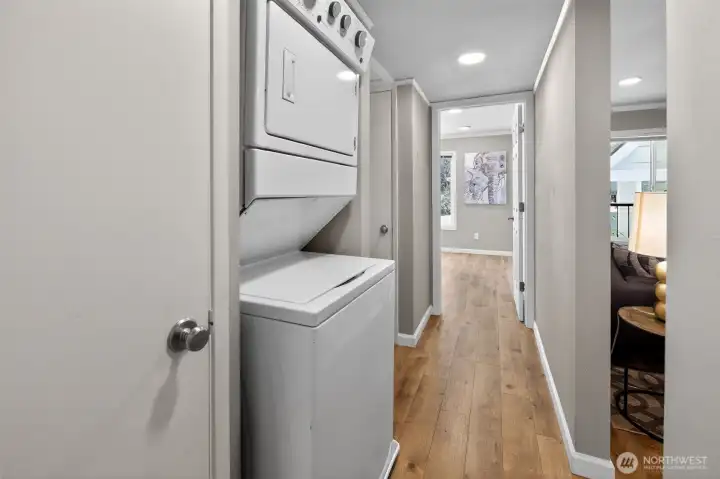 Full size washer/dryer in home.