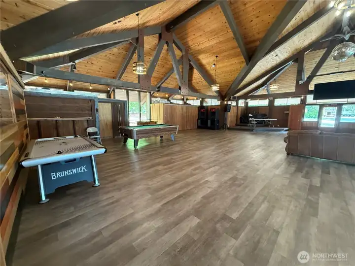 Air hockey foosball and pool tables in the clubhouse