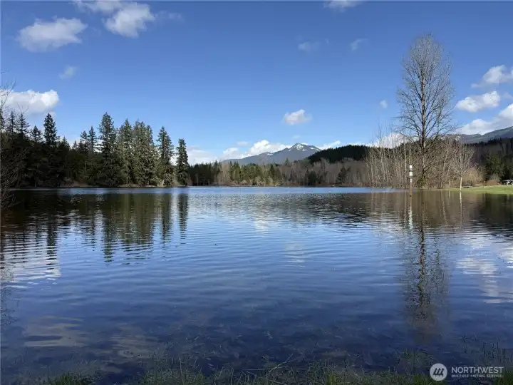 Beautiful lake tyee with the Cascade Mountains backdrop