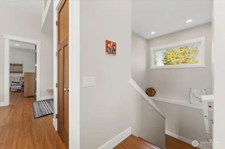 Stairwell leading to daylight basement