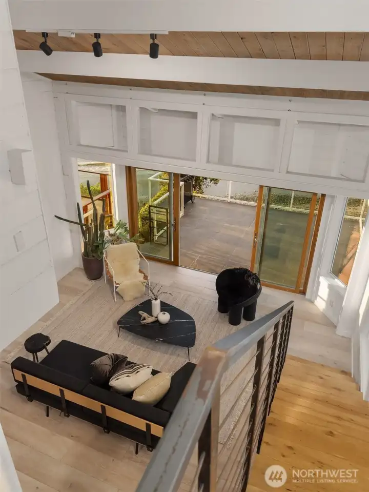 Aerial perspective walking down from the primary loft.