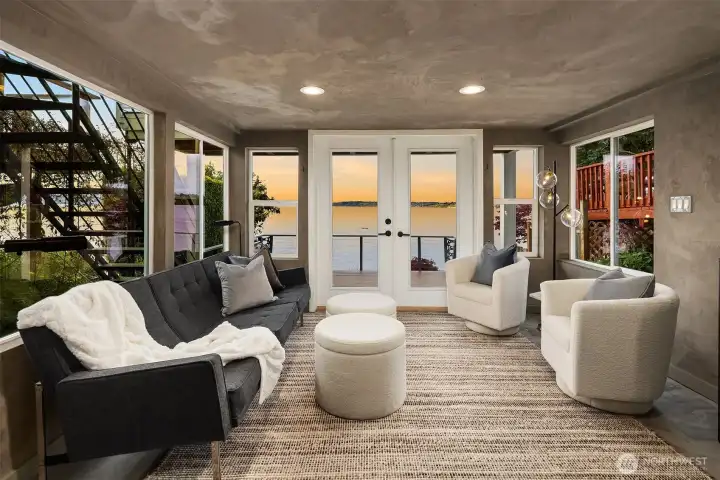 The main level finishes were carried into this secondary living.