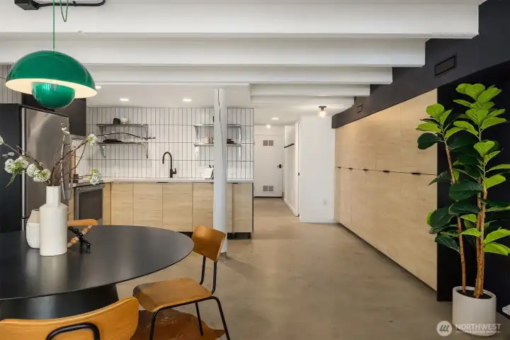 Great functionality with this built-in wall storage.