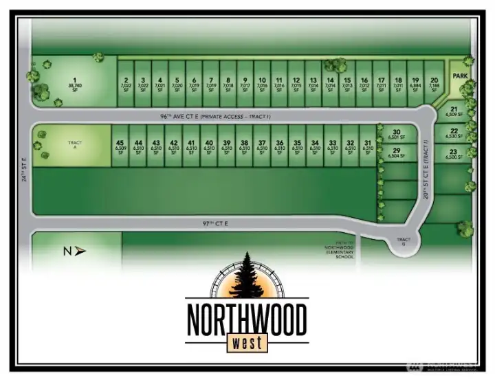 Northwood West Plat map - corner lot #30