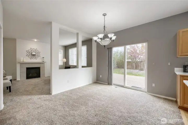 Large eating nook open to the family room