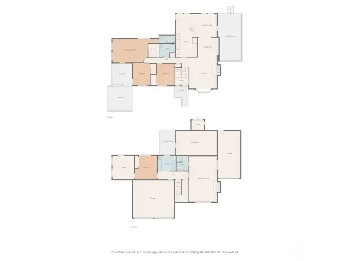 Combined floor plan of both upper and lower levels.