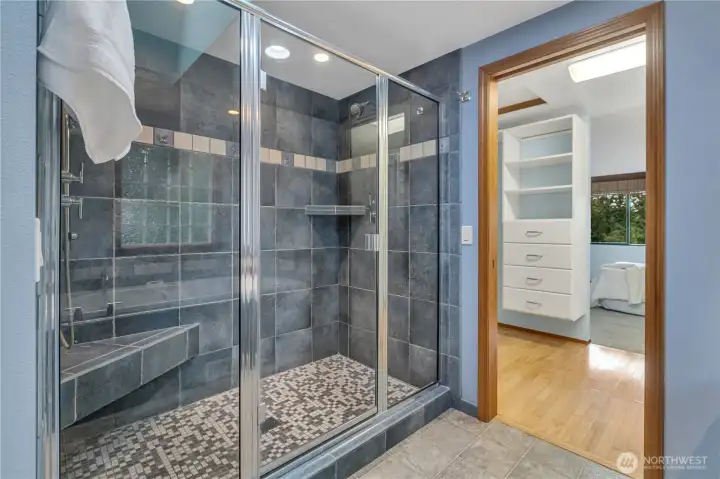Large Custom Walk-in Shower with 2 shower heads.