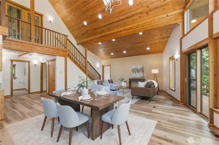 Generous living space offers flexibility for everyday living and entertaining, enhanced by soaring ceilings and abundant natural light. Generous living space offers flexibility for everyday living and entertaining, enhanced by soaring ceilings and abundant natural light.