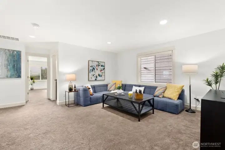 Large upstairs bonus room provides flexible space for a media room, game room, home office, playroom, or additional living area.